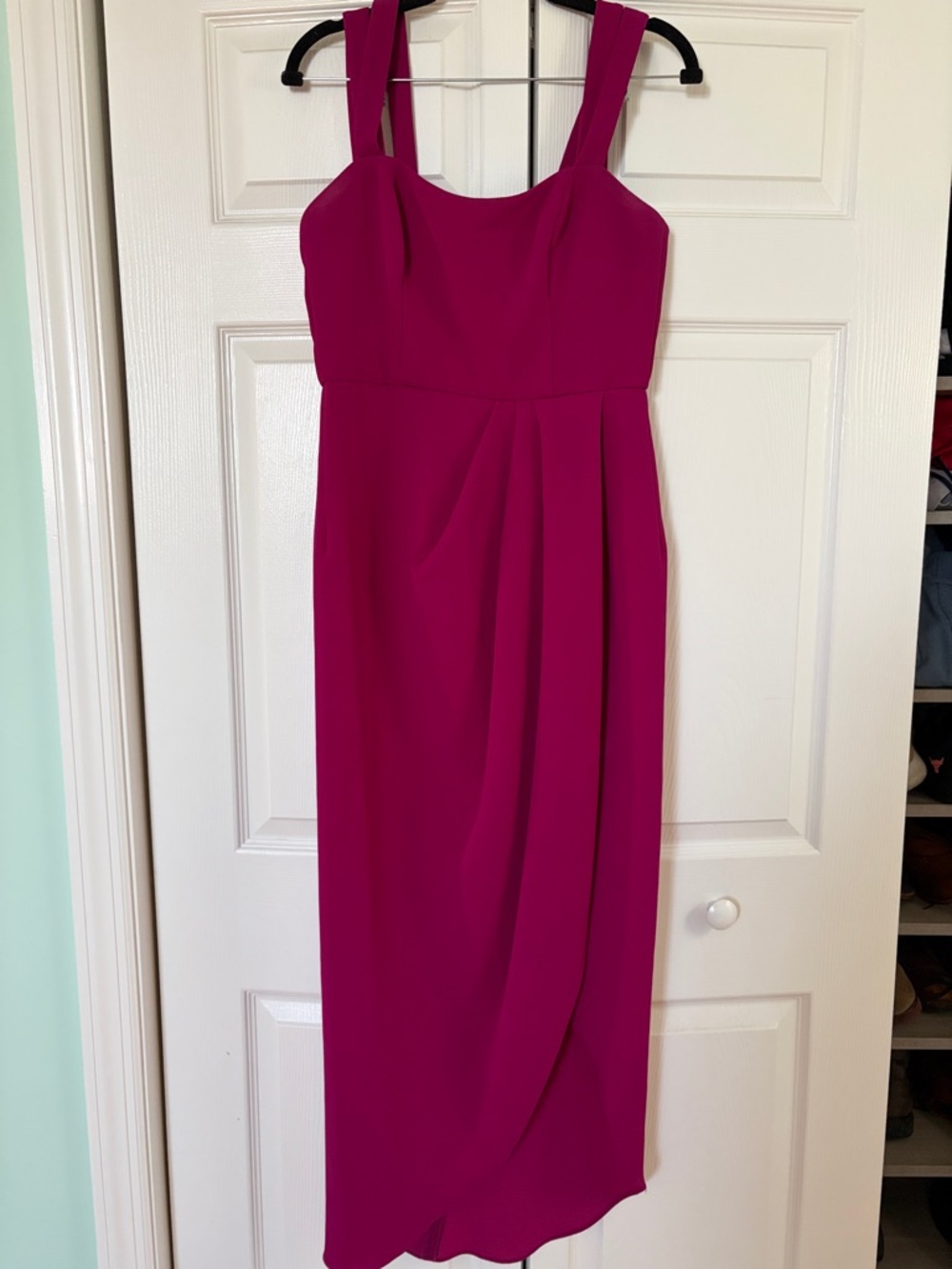 Sleeveless Magenta Midi Dress - Elegant Feminine Silhouette